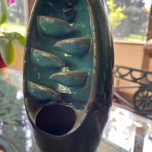 Teal Ceramic Leaf Vase